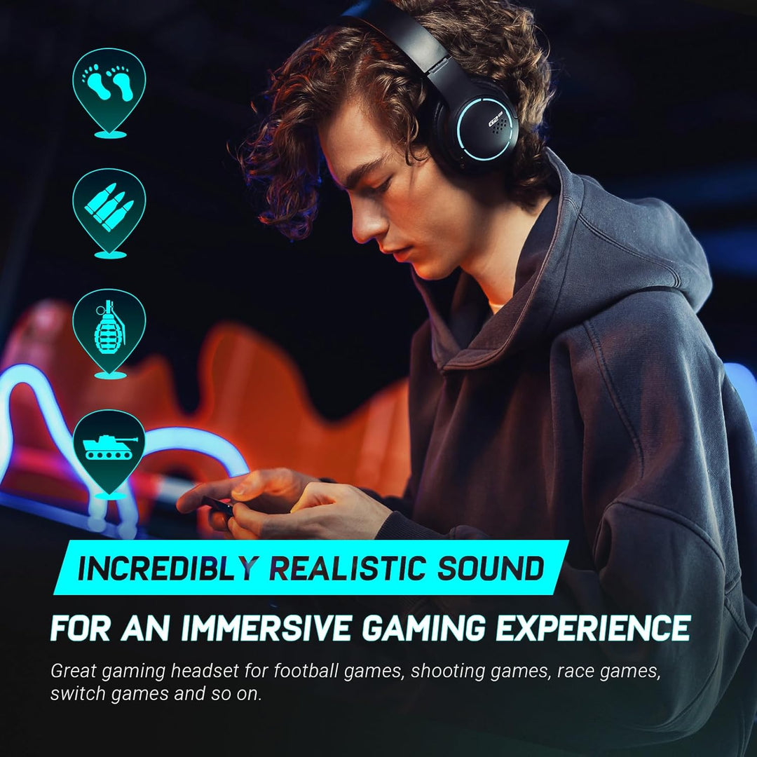 Edifier Hecate G2BT Gaming-Headset, kabellose Bluetooth 5.2-Kopfhörer mit 40-mm-Treiber, leichte Ove
