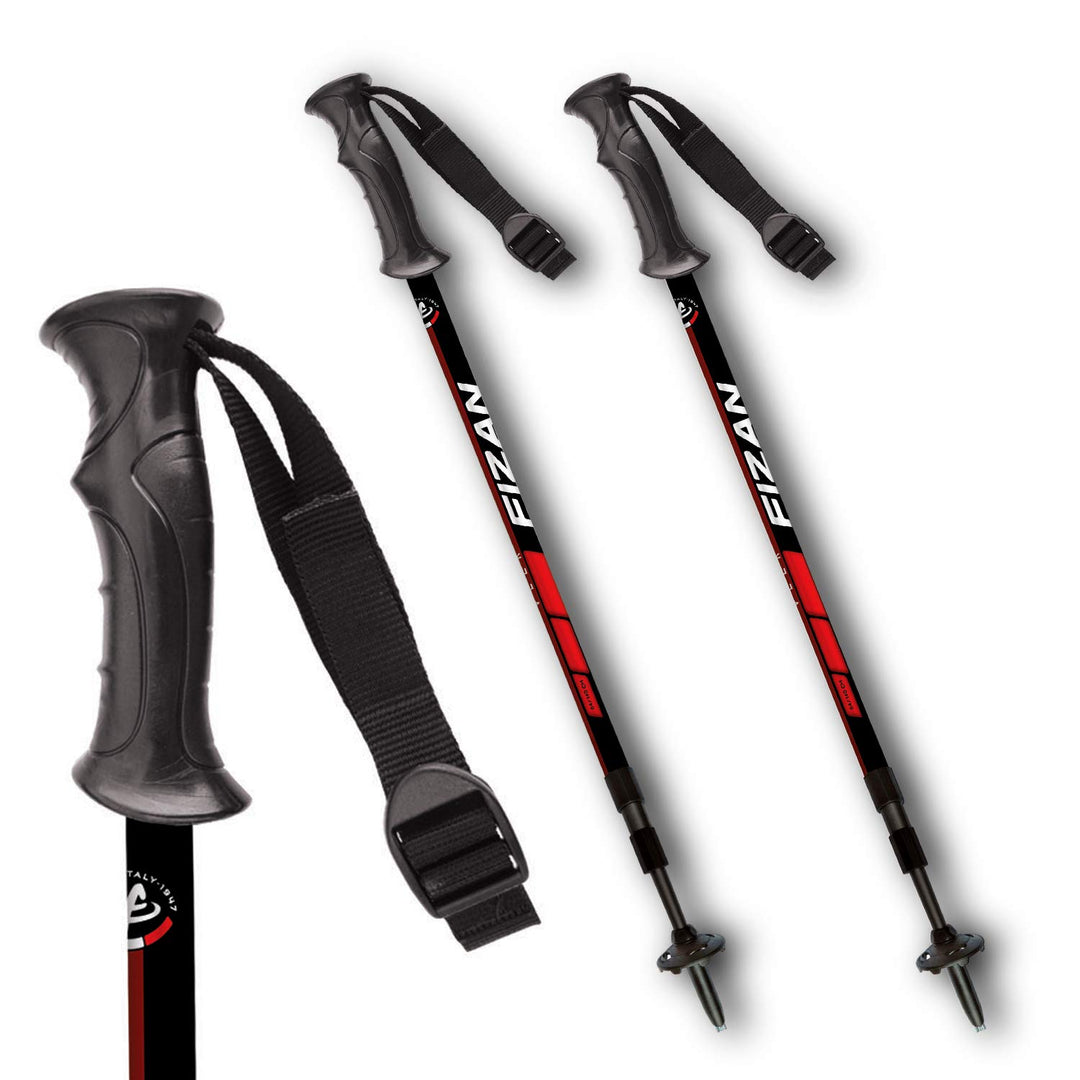 Fizan Explorer, Modell Explorer, Nordic Walking Stöcke aus Aluminium, ultraleicht, verstellbar rot,
