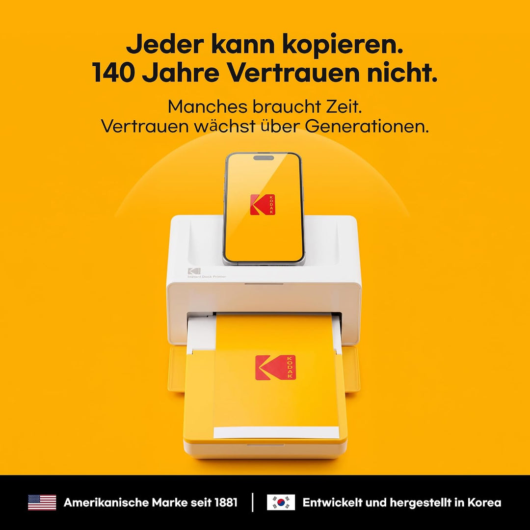 KODAK Dock Plus 4Pass-Fotodrucker (10 x 15 cm) + Paket mit 90 Blatt Fotopapier Imprimante + Paquet a