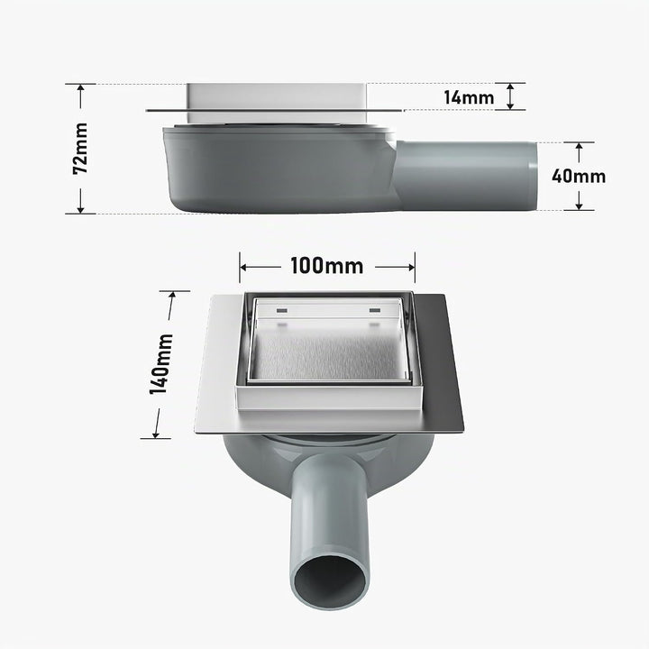 Bodenablauf Dusche Edelstahl,10cm 2in1 Befliesbar Duschrinne Duadratisch mit 360°Siphon,Aufgerüstete