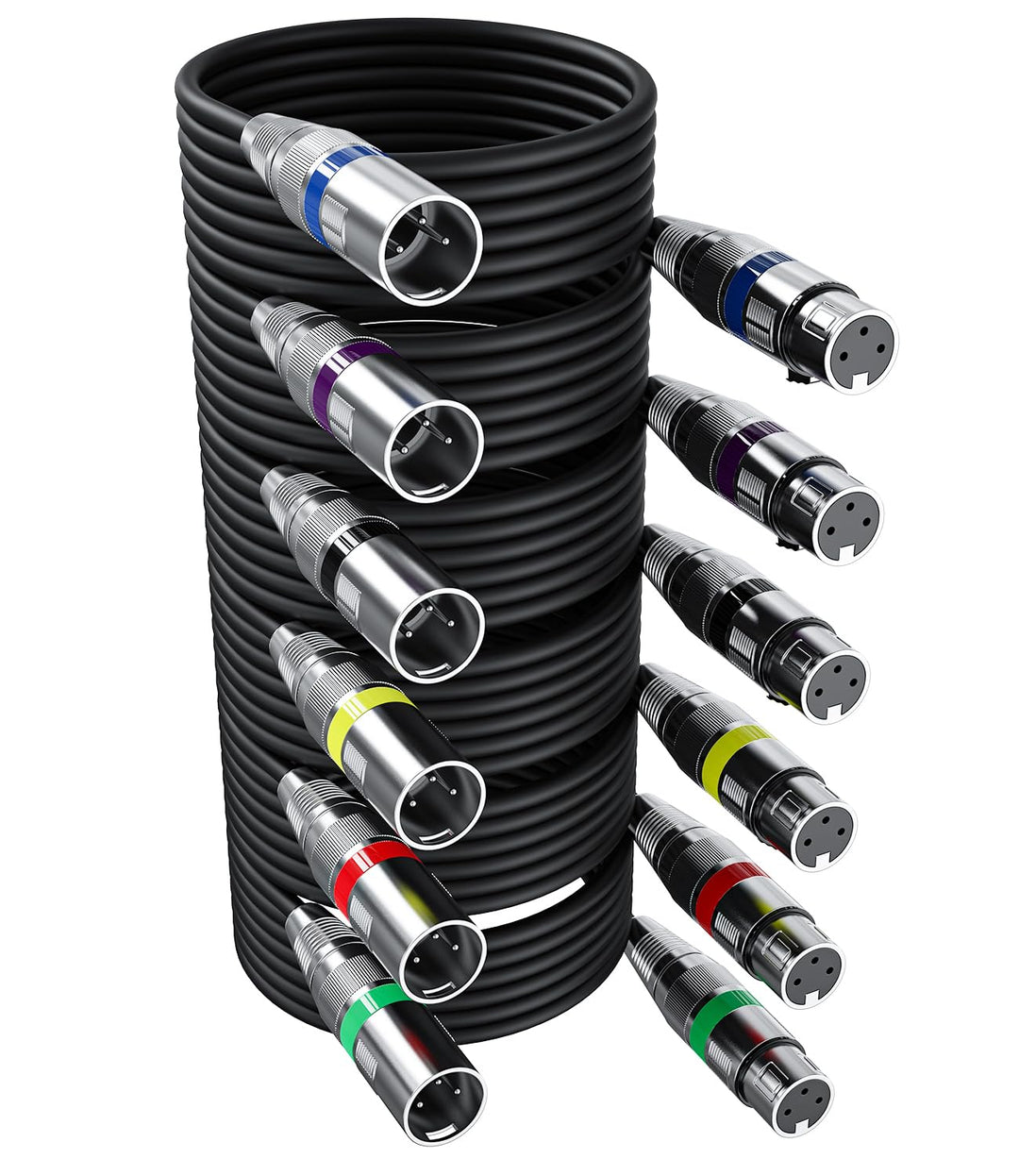 6 Stück 5M XLR Kabel Premium Symmetrisches XLR Mikrofonkabel, Pin DMX Microphone Signal Cable Connec