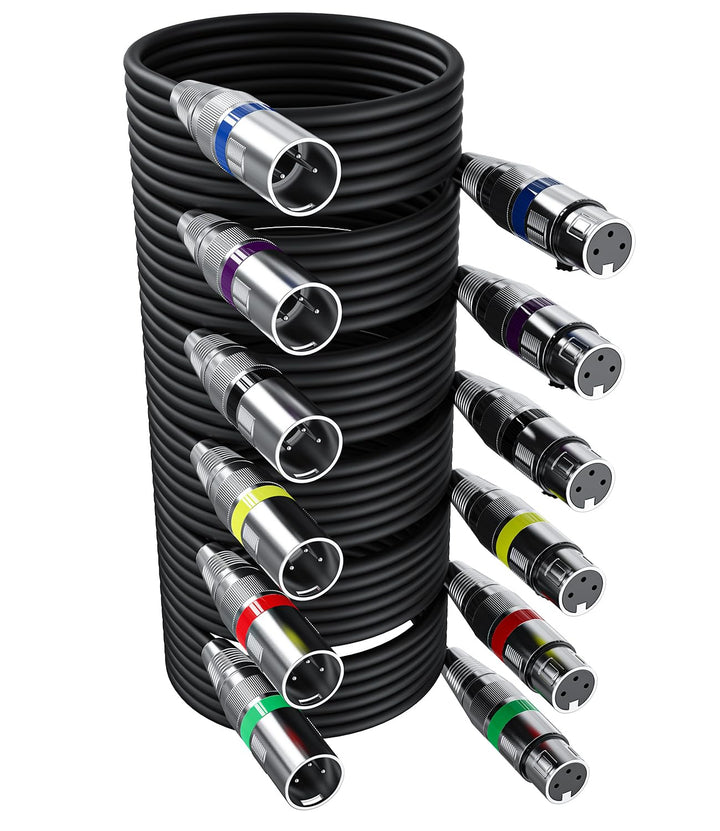 6 Stück 5M XLR Kabel Premium Symmetrisches XLR Mikrofonkabel, Pin DMX Microphone Signal Cable Connec