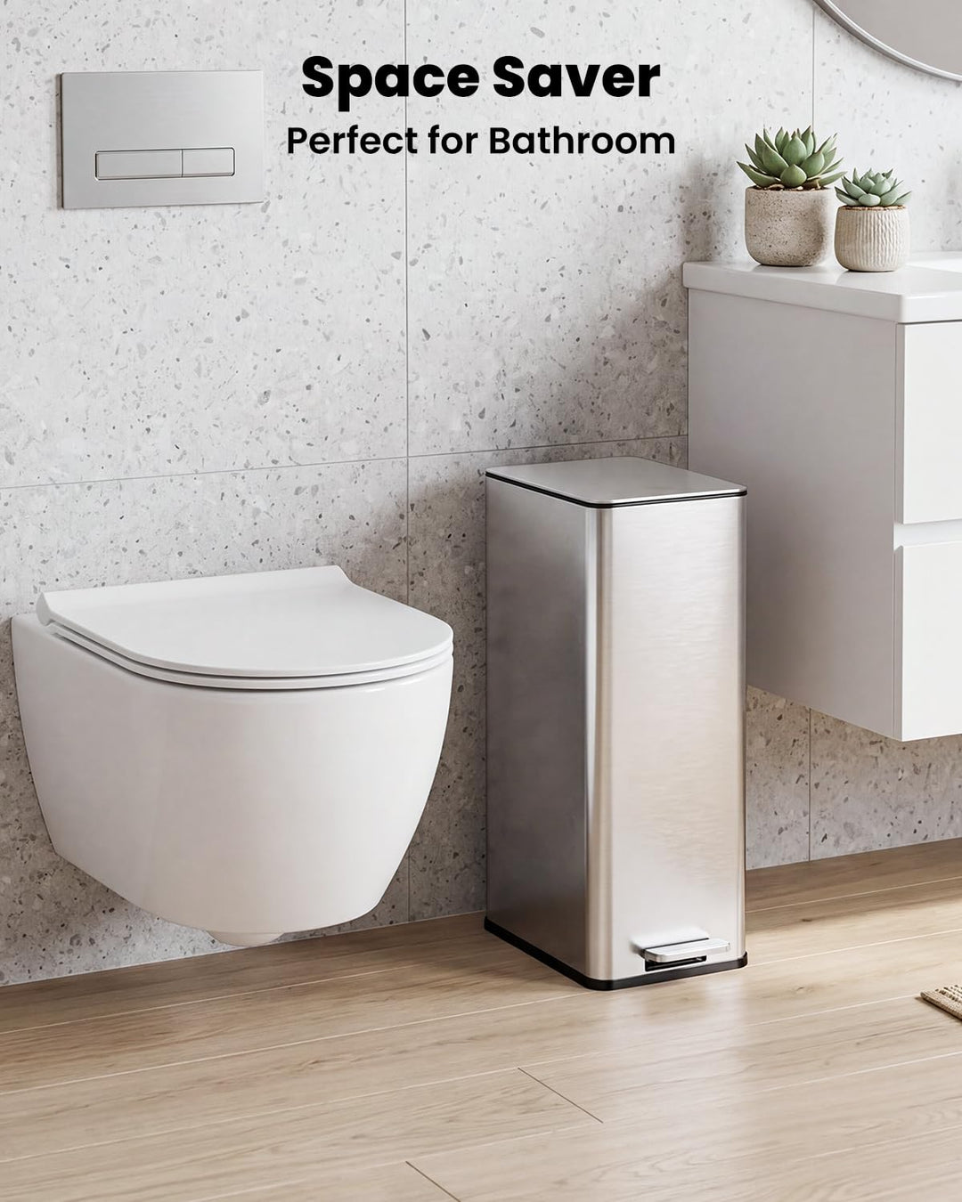 YEAUPE PRO Mülleimer Küche 20L, Abfalleimer Küche mit Pedal, Edelstahl Treteimer mit Soft-Close Deck