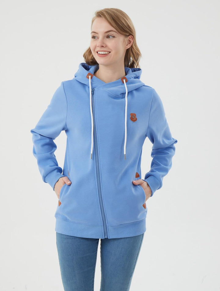 Newbestyle Damen Jacke Sweatjacke Hoodie Oberteile Kapuzenpullover Blauer See XS, Blauer See XS