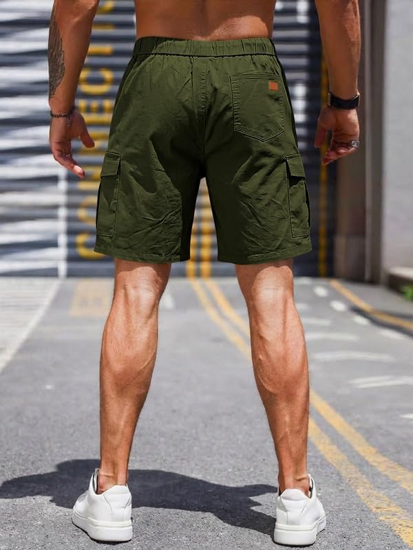 Elegancity Kurze Hosen Herren Cargo Shorts Sommer Freizeithose Kurze Elastische Taille Chino Shorts