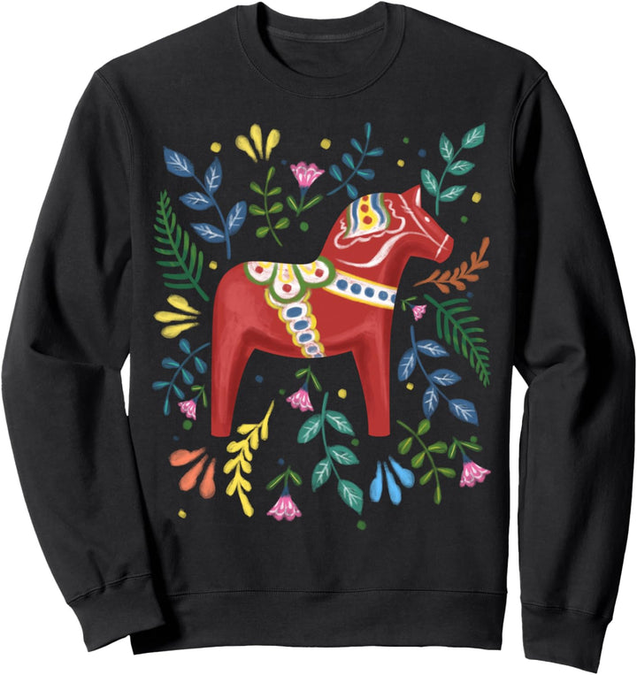 Schwedisches Dala-Pferd Volkskunst Schweden Flagge Dalahelmsoljd Sweatshirt
