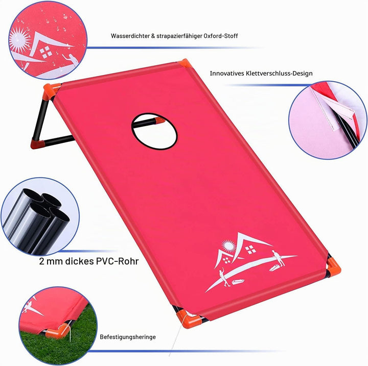 Tragbar Cornhole Spiel Outdoor Cornhole Säckchen mit PVC gerahmt, 8 Bohnensäcke und Tragetasche für