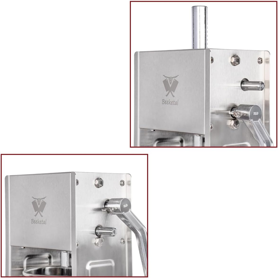 Beeketal 'BT05' Edelstahl Industrie Wurstfüllmaschine (5 L Volumen) SGS-geprüft, Profi Wurstfüller m