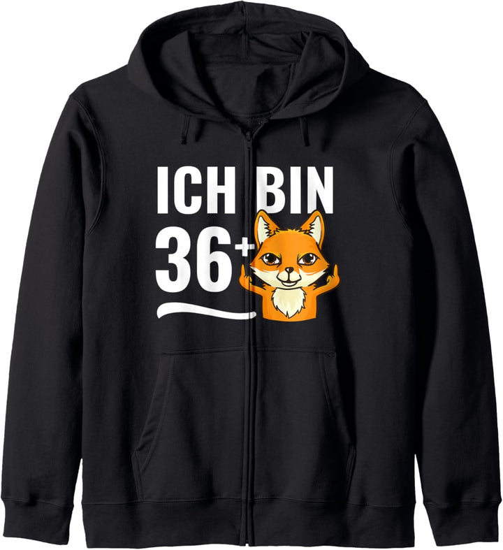 Lustiges 37. Geburtstag Ich bin 36 + Mittelfinger Fuchs Kapuzenjacke