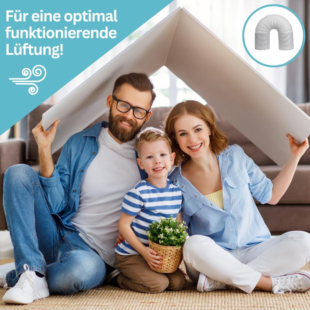 Home Melody Abluftschlauch 150mm 3 Meter PVC flexibel für mobile Klimaanlagen, Wäschetrockner, Abzug