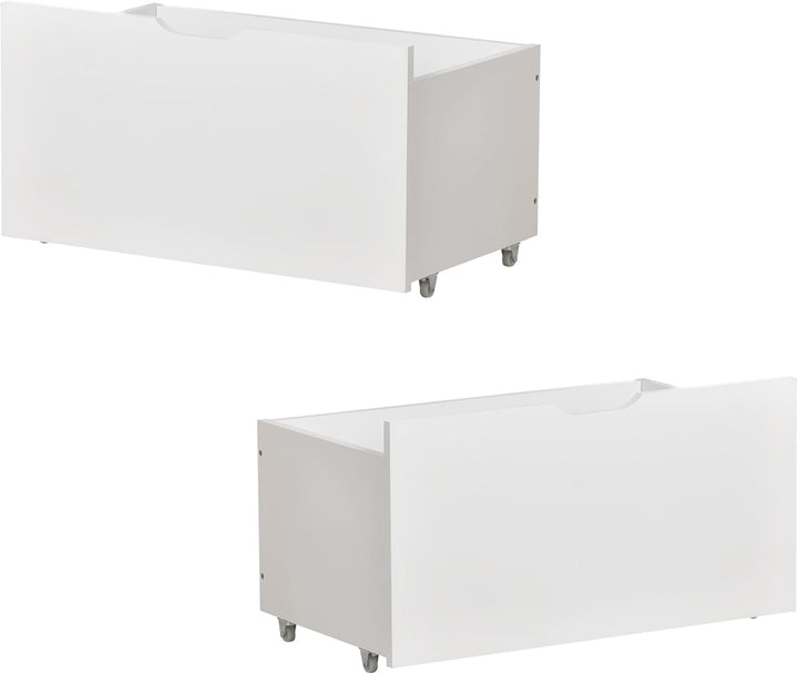Merax 2 Schubladen für Kinderbett 90x200cm 90 x 190 cm, Schubladen aus Holz, mit 4 Rollen, Weiss 2 S