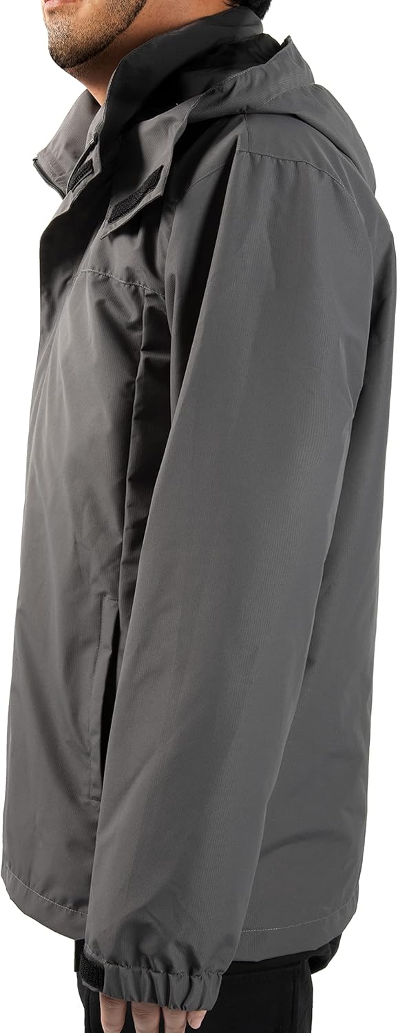 Herren Regen Jacke mit Kapuze wasserdicht leichte Jacke und Reissverschlusstaschen Regenmantel für O