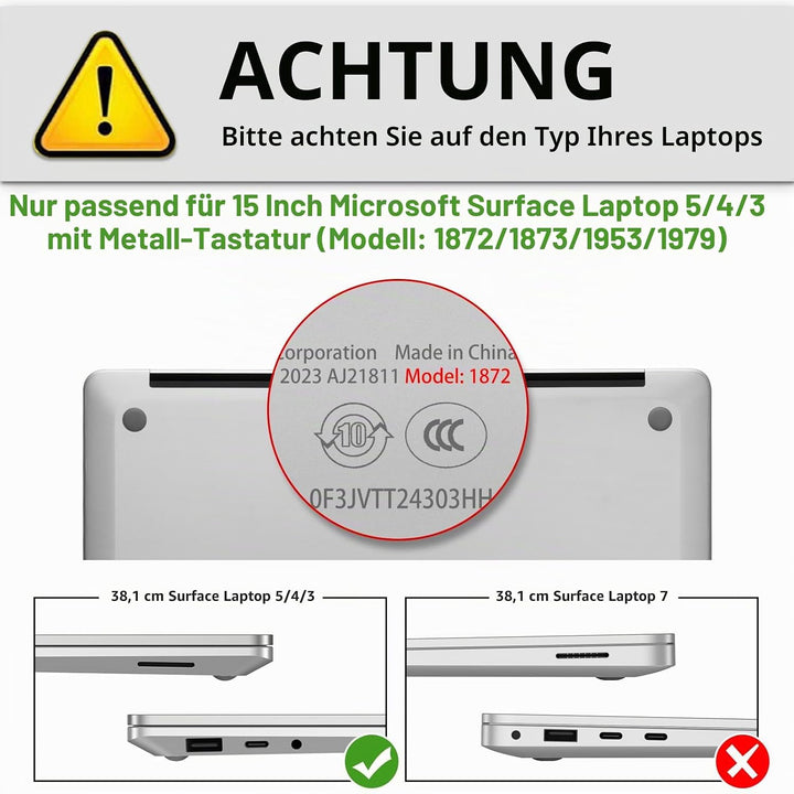 Fintie Hülle Kompatibel mit 15 Zoll Microsoft Surface Laptop 5/4/3 mit Metall-Tastatur (Modelle 1872