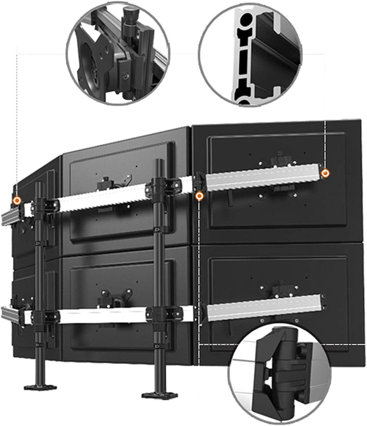 HFTEK 6-Fach Monitorarm - Tischhalterung für 3+3 Bildschirme von 15 – 27 Zoll mit VESA 75/100 (MP260