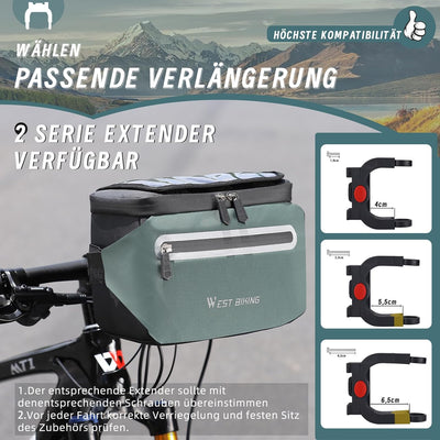 XIQI Lenkertasche Fahrrad mit Lenkeradapter für E-Bikes, Fahrradtasche Vorne Lenker Wasserdicht Fahr