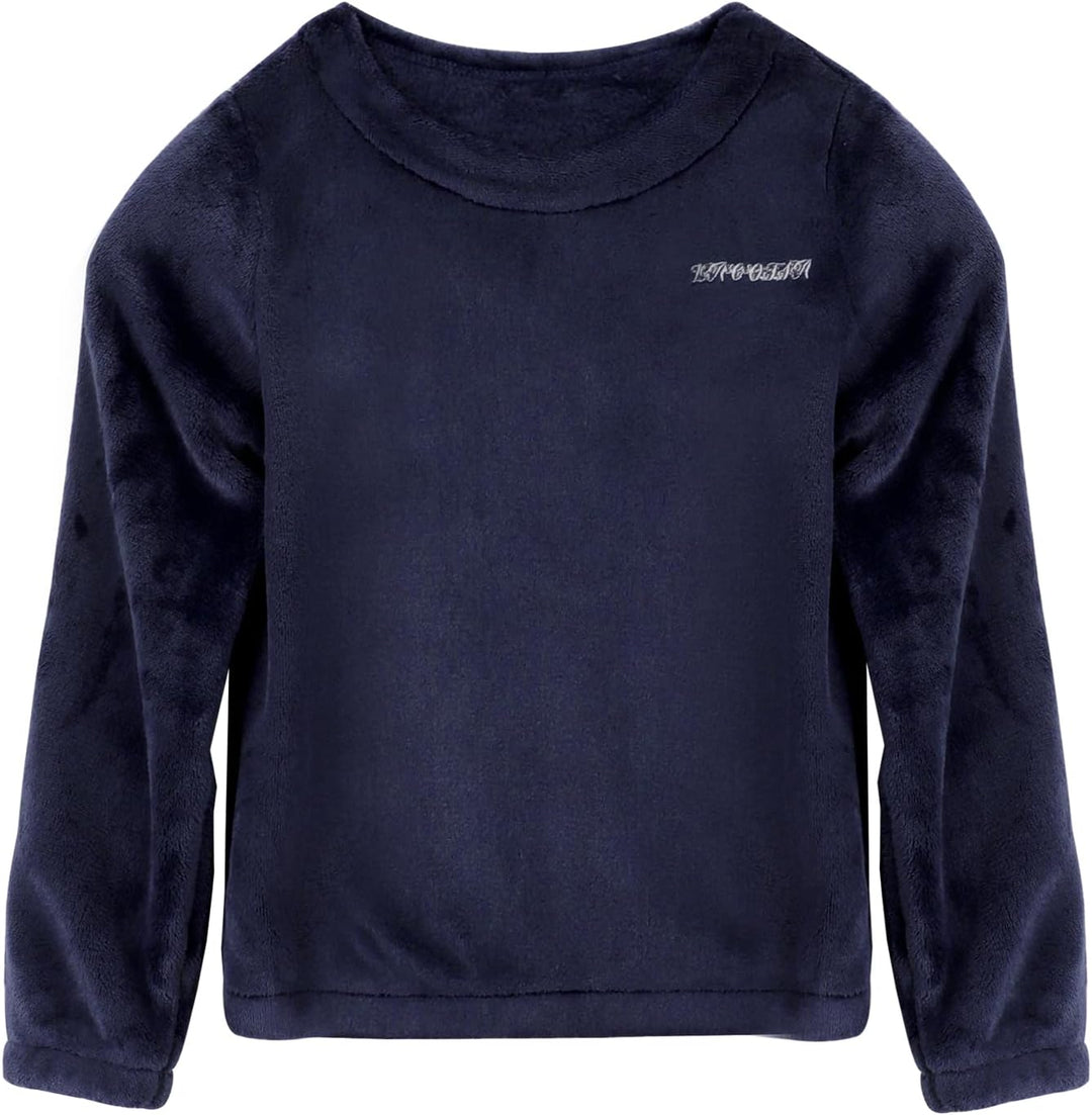 LACOFIA Kinder Jungen Mädchen Schlafanzüge Warme Polar Fleece Pyjama Set Kleinkind Winter Langarm Ha