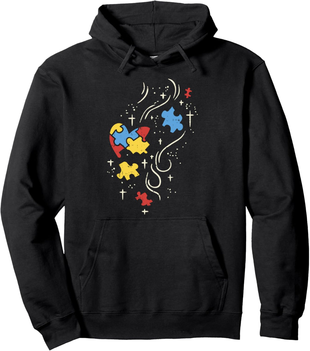 Autism Awareness Puzzle Ribbon Heart Autistic Art Gift Pullover Hoodie