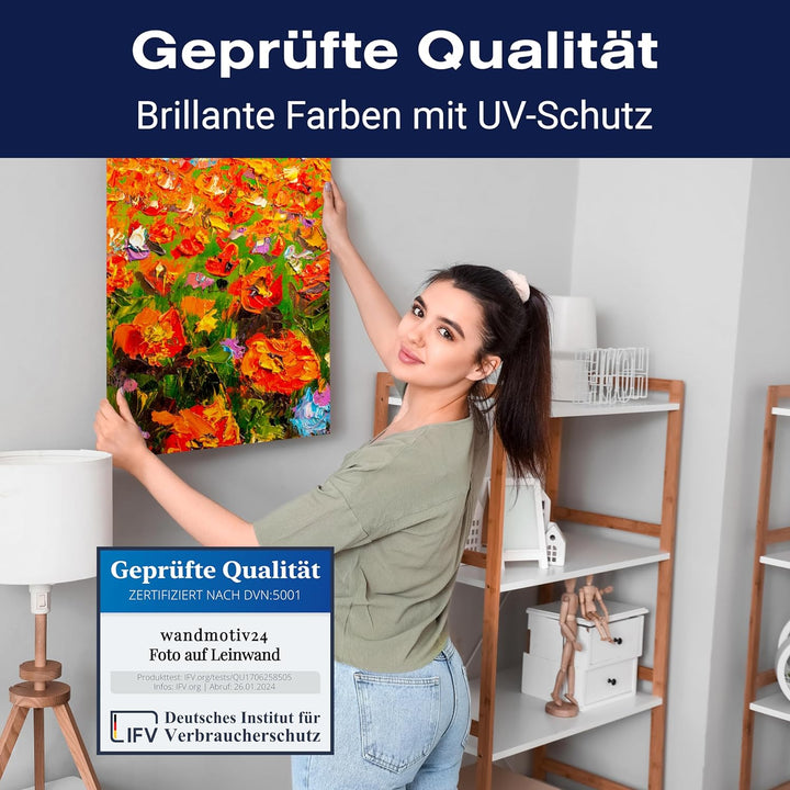 wandmotiv24 Leinwandbild Malerei, 60x45cm, Hochformat, Blumen, Tulpen, Deko, Bilder auf Leinwand, Wa