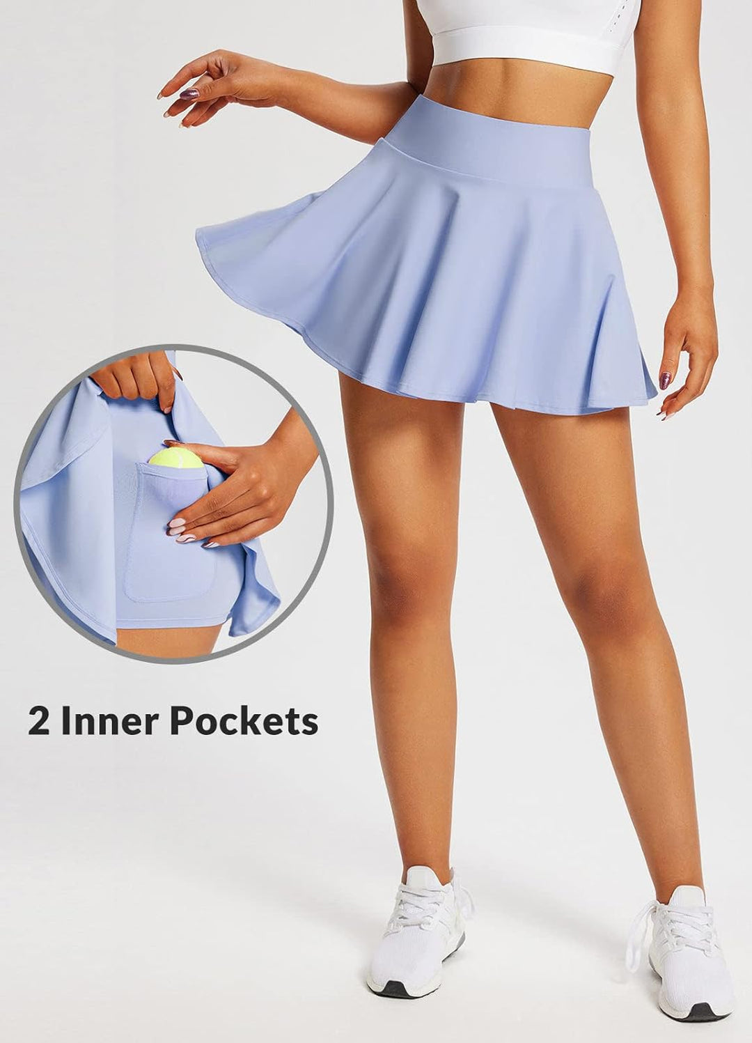 BALEAF Damen Minirock Y2K Tennisrock mit Hose Plisseerock kurz Rock high Waist Tennisskort mit Inner