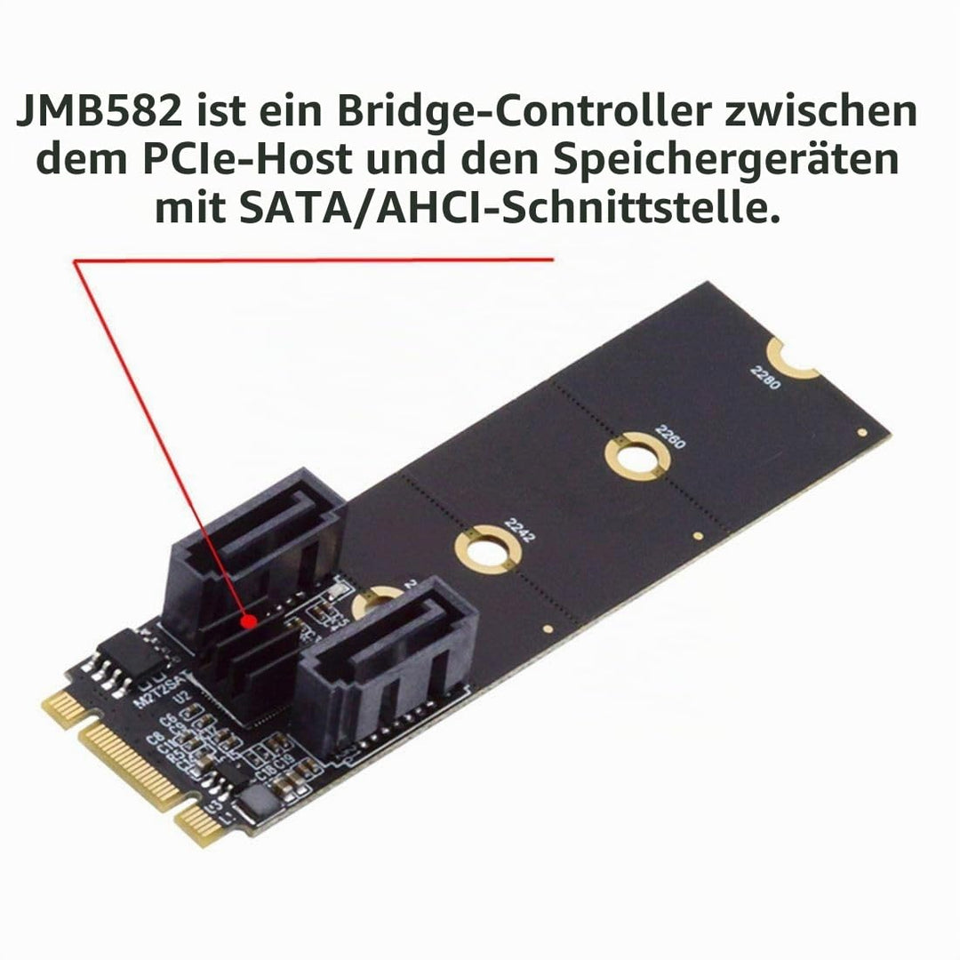 chenyang M.2 NGFF Key B+M auf SATA 3.0 6Gbit/s Adapterkonverter Festplattenerweiterungskarte JMB582