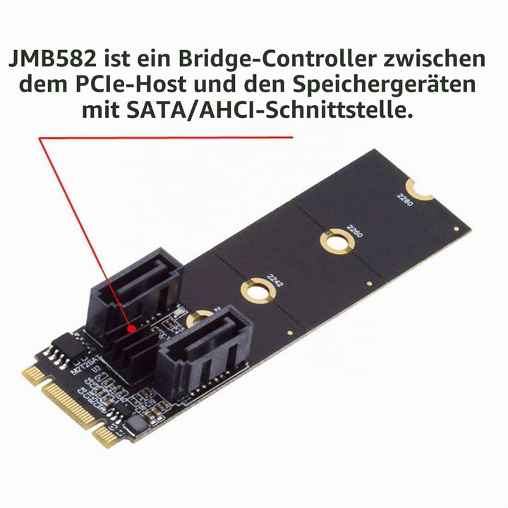 chenyang M.2 NGFF Key B+M auf SATA 3.0 6Gbit/s Adapterkonverter Festplattenerweiterungskarte JMB582