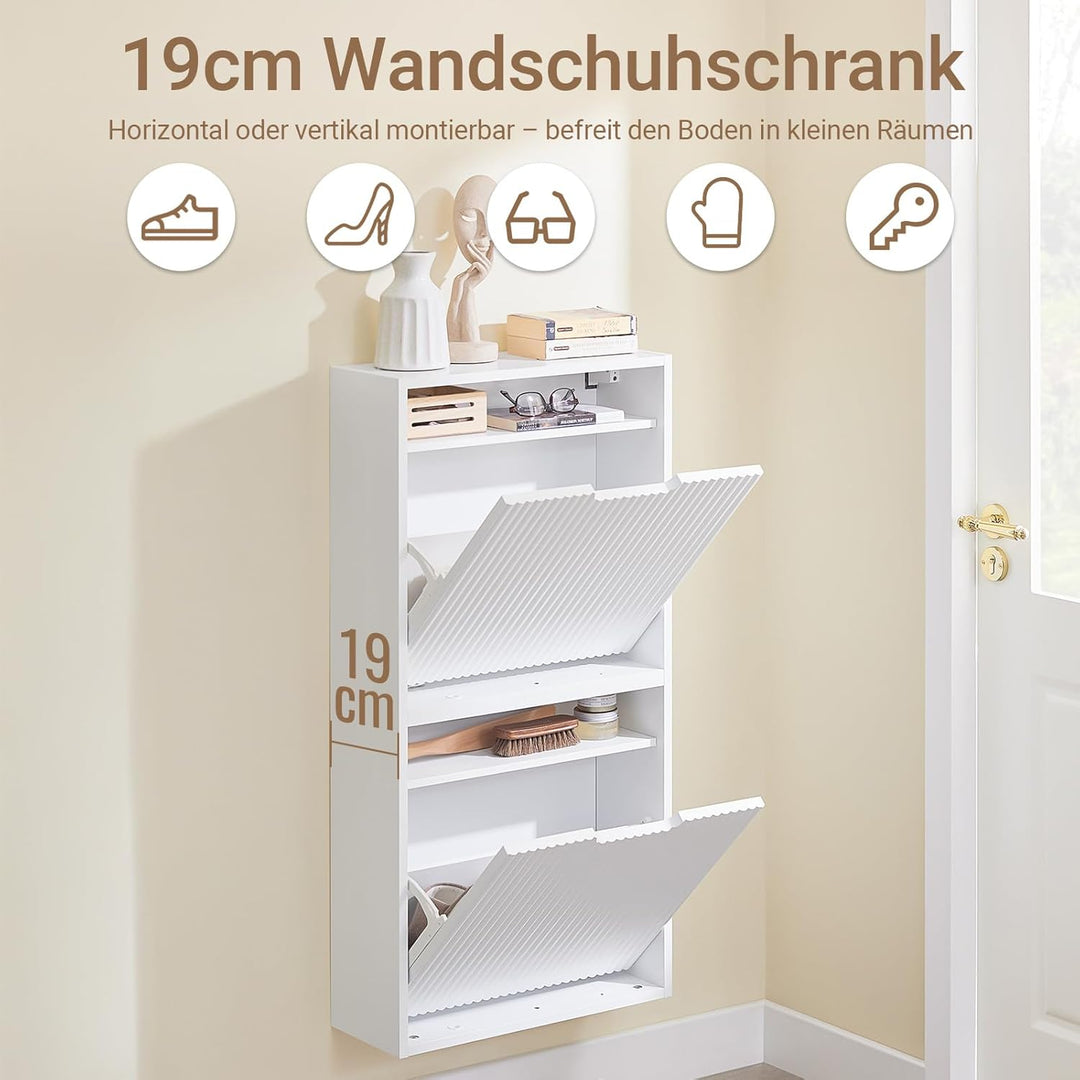 SoBuy Schuhschrank Schmal, schuhkipper Schmal, Schuhregal Geschlossen, 19cm Tiefe für schmale Flure,