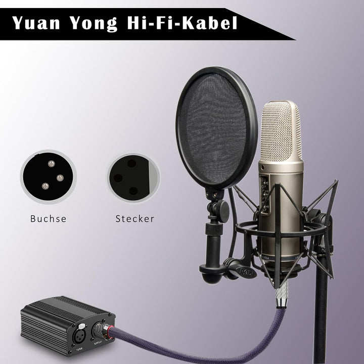 YuanYong Audio XLR Kabel 18 AWG 8N OCC Kupfer Audio Mikrofonkabel HiFi kabel Carbonfiber-Rhodium-Ste