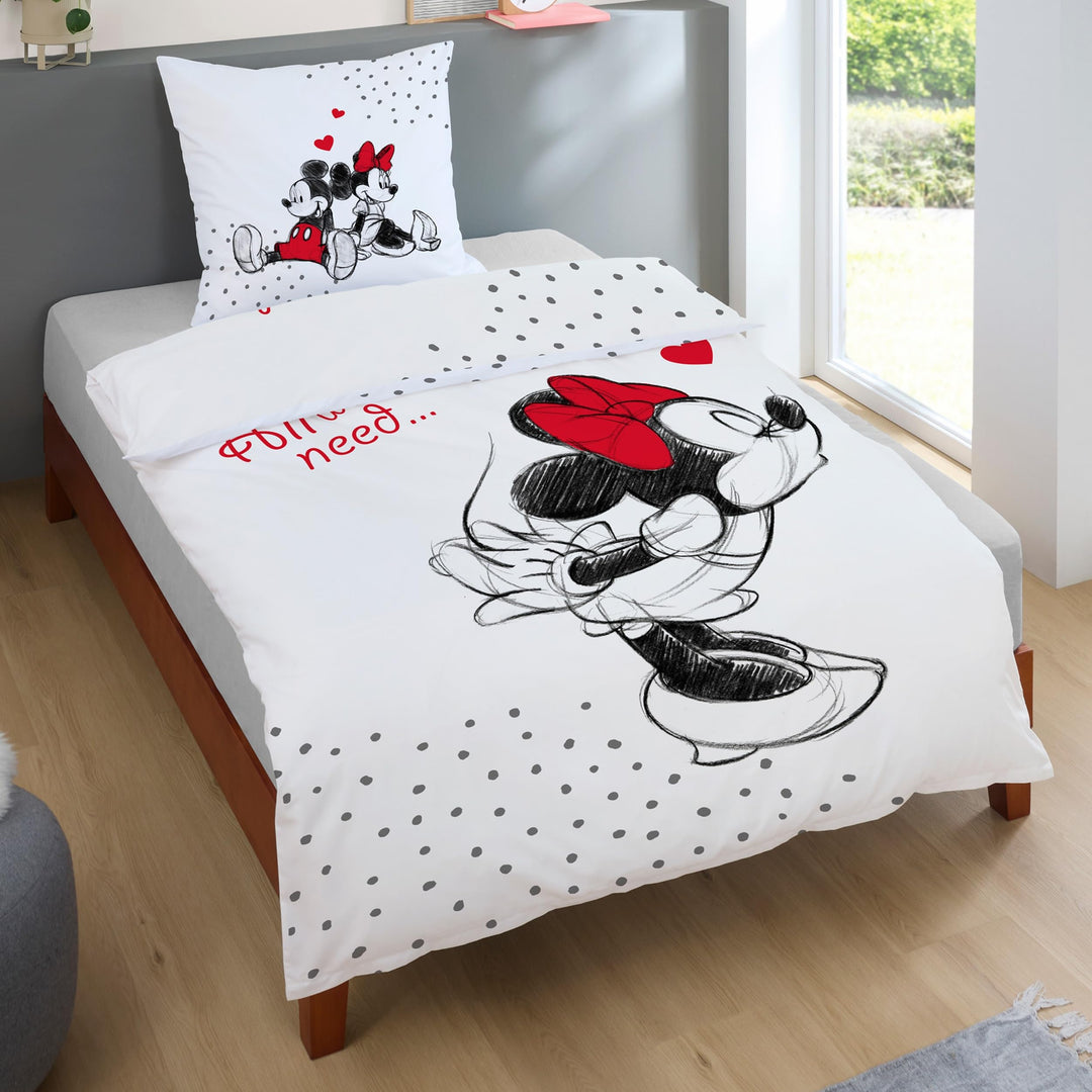 Tex idea Wende- Set Disney Classic Mickey und Minnie Mouse in Love Grösse 135 x 200cm 80 x 80cm 100%
