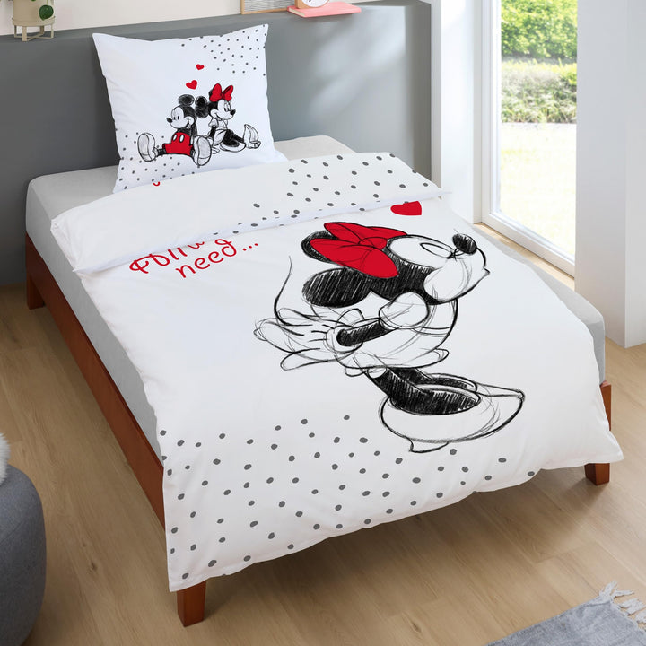 Tex idea Wende- Set Disney Classic Mickey und Minnie Mouse in Love Grösse 135 x 200cm 80 x 80cm 100%