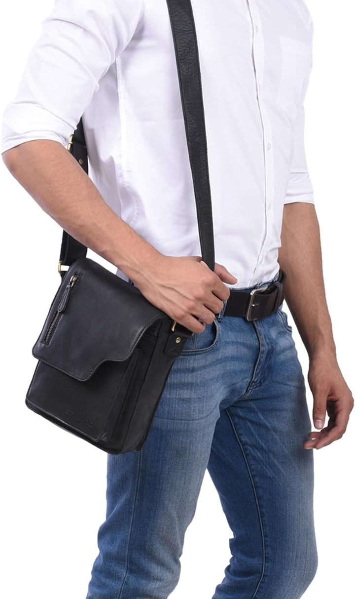 STILORD 'Pete' Umhängetasche Leder klein Männer Schultertasche Vintage Messenger Bag Herren 8,4 Zoll