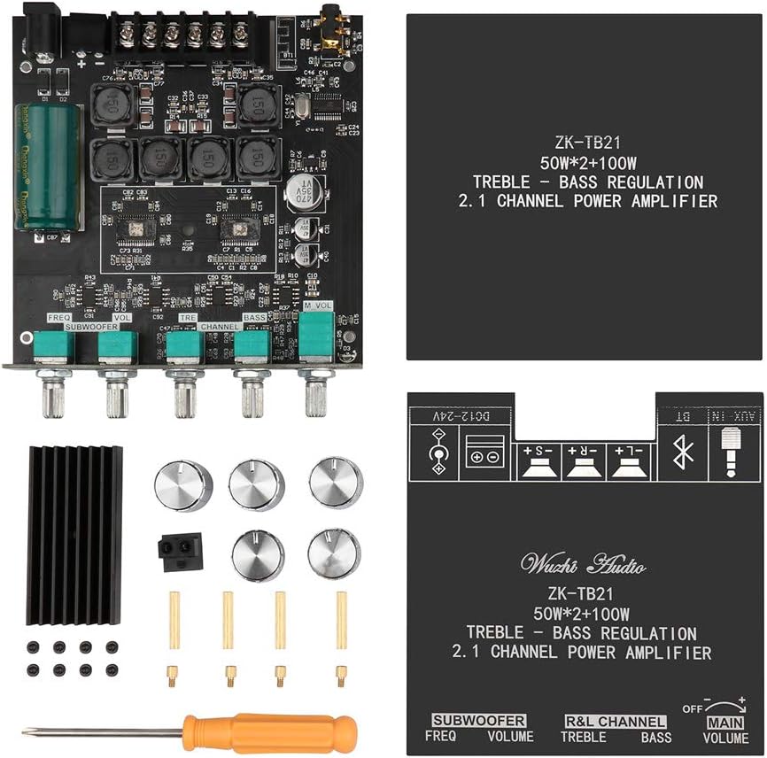 HiFi-Verstärker TB21 Mini Bluetooth5.0 Verstärker Modul 2.1 Kanal Stereo Audio Amplifier Board 50WX2