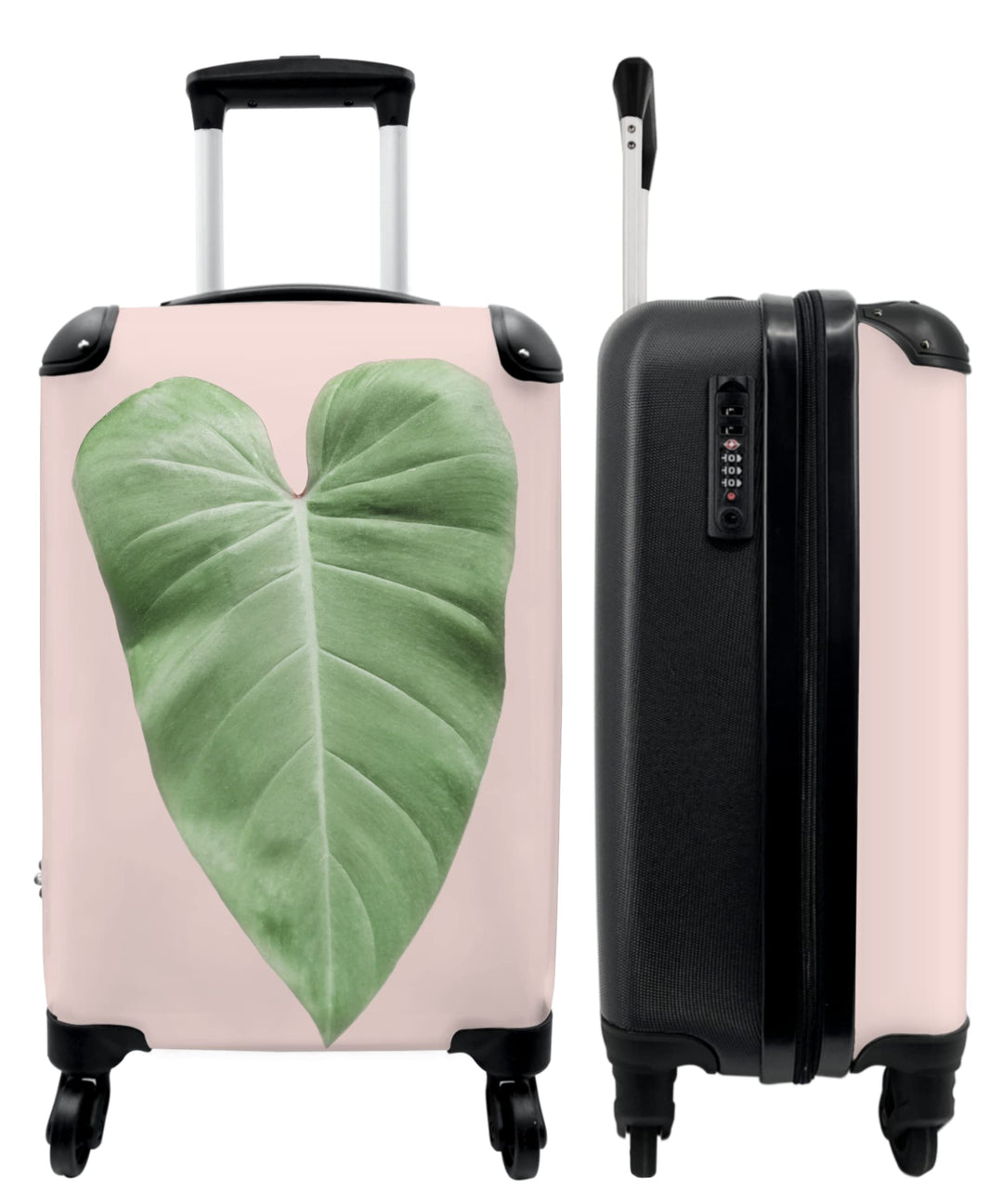 NoBoringSuitcases.com® Koffer Handgepäck Trolley Rollkoffer Kleine Reisekoffer mit 4 Rollen - Blatt