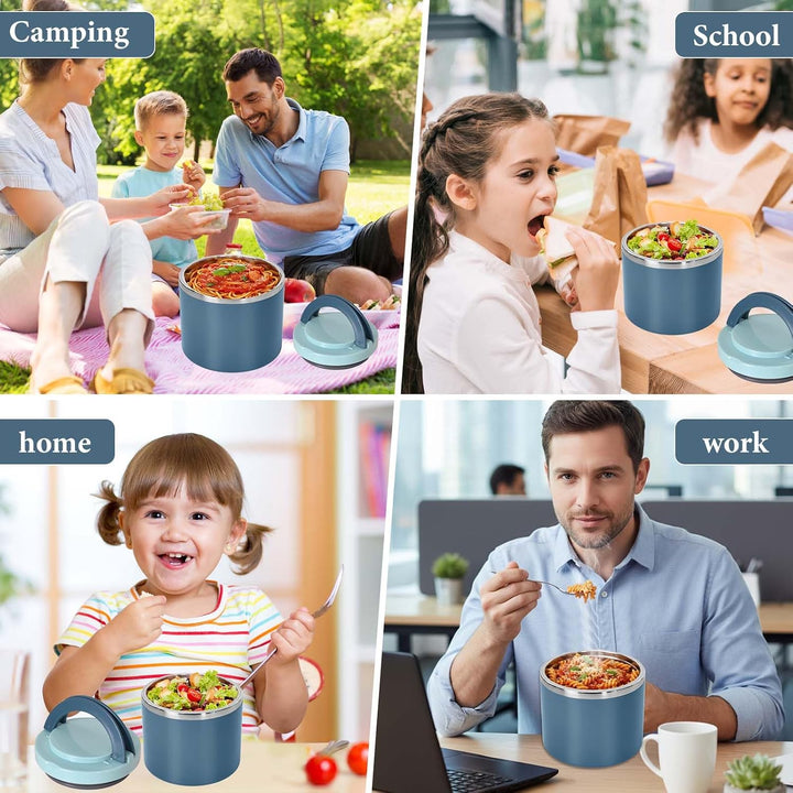 Zimoer 630ML Isolierte Edelstahl-Lunchbox – Grosse Bento-Box mit Thermotasche, Auslaufsicherer Speis