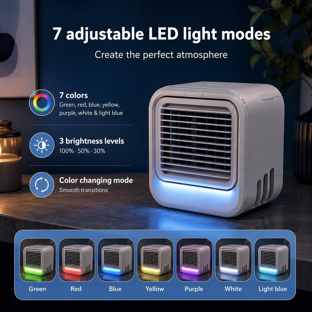 Silvergear® Mobile Klimaanlage | Mini Luftkühler | Kühlt mit Wasser oder Eiswürfeln | 3 Gebläsestufe