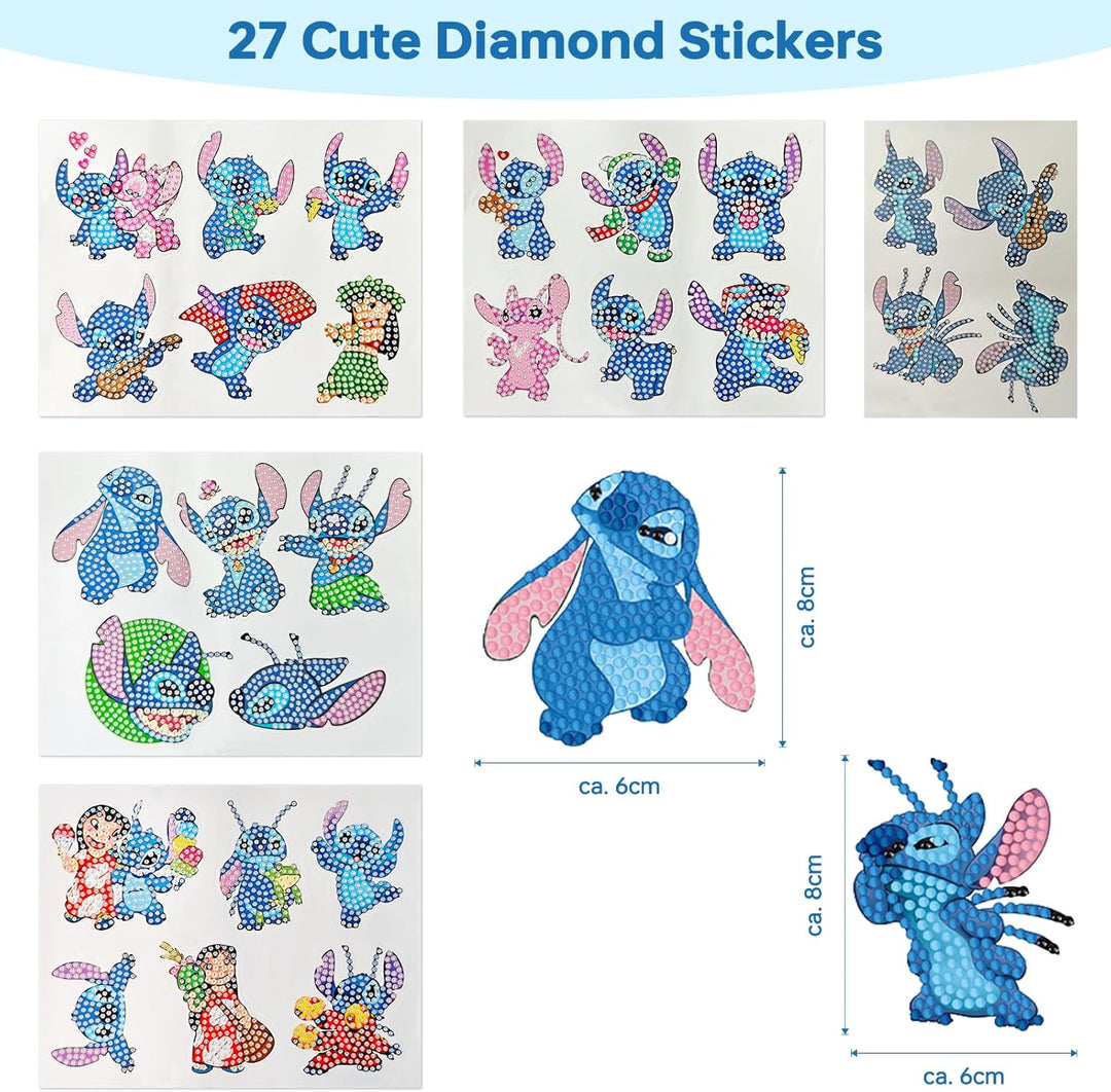 COQOYO Diamond Painting Kinder Sticker Set, 27pcs 5D Diamantmalerei Bilder, Cartoon Mini Diamant Mos