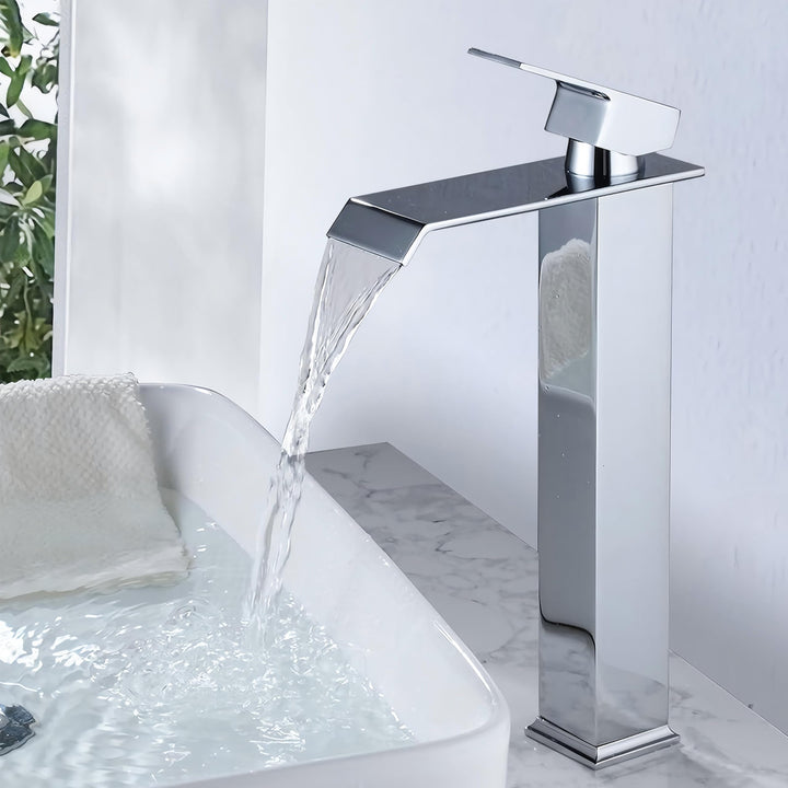 Wasserfall-Badezimmerarmatur, Einhebel-Waschtischarmatur, Wassersparend, Waschbeckenarmatur, Warm- u