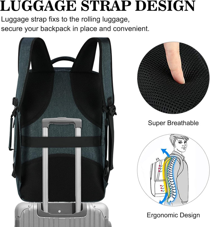 Lubardy 40L Laptop Rucksack Herren Wasserdicht 17.3 Zoll mit 3 Aufbewahrungstaschen Reiserucksack fü