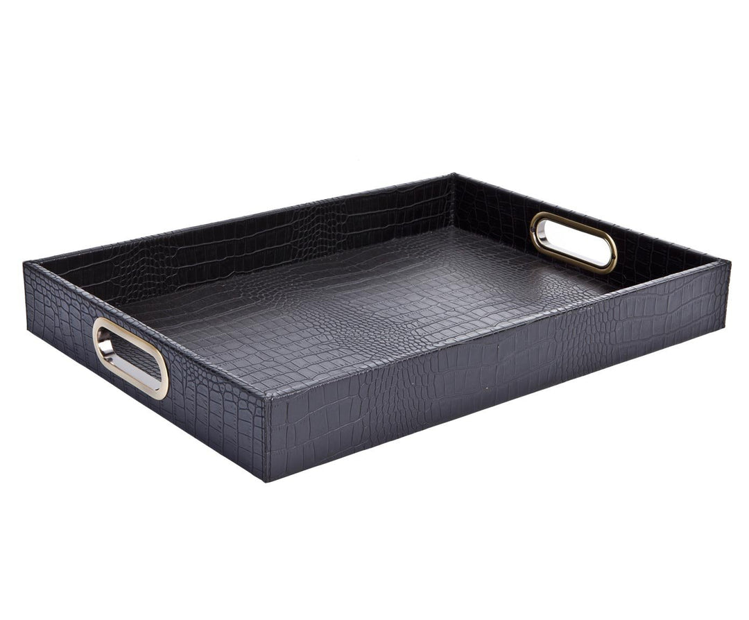 SIGNATURE HOME COLLECTION Tablett, Lederimitat, Schwarz