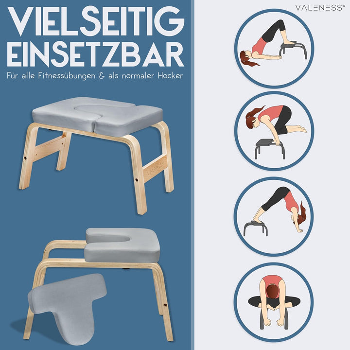 Yoga Kopfstandhocker - Hochwertiger Yoga Hocker inkl. Yogagurt, Yogablock & Übungsposter - Yoga Stuh