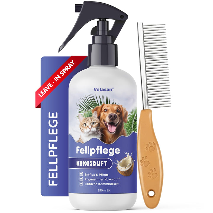 Fellpflege Spray (250ml + Fellbürste), 250ml + Fellbürste