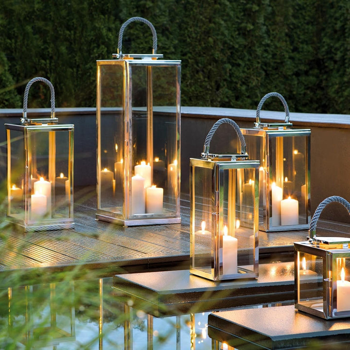 Fink Sevilla Laterne, Glas, Silber, 24cm 24cm Silber, 24cm Silber