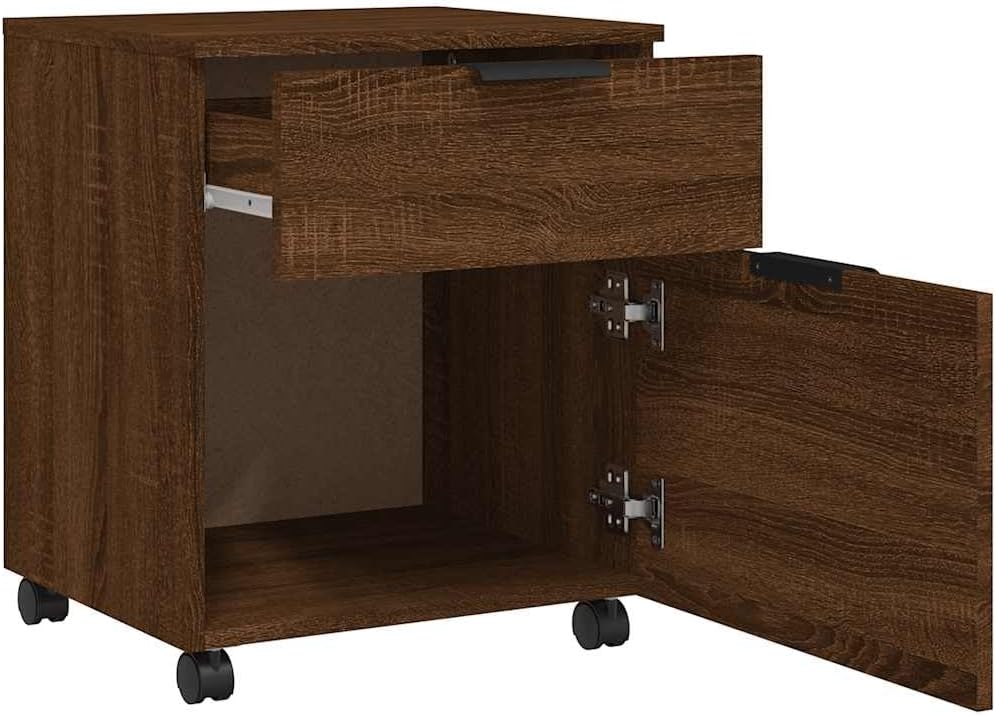 vidaXL Aktenschrank Mobil mit Rollen, Rollschrank Rollcontainer für Büro, Büroschrank mit viel Staur