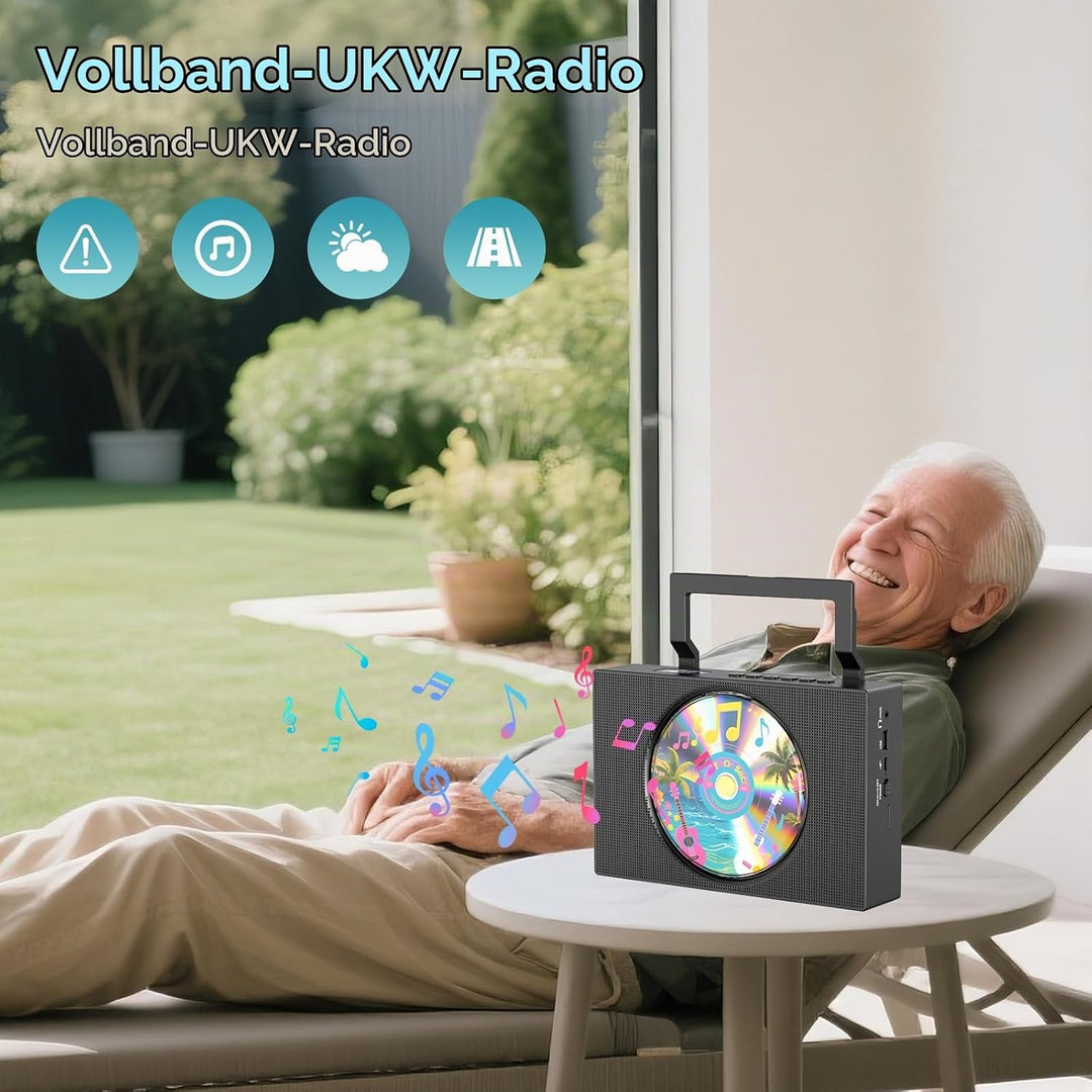 Gueray Radio mit CD Player Tragbar CD-Player Kinder Discman mit Bluetooth Lautsprecher Anzeige Unter