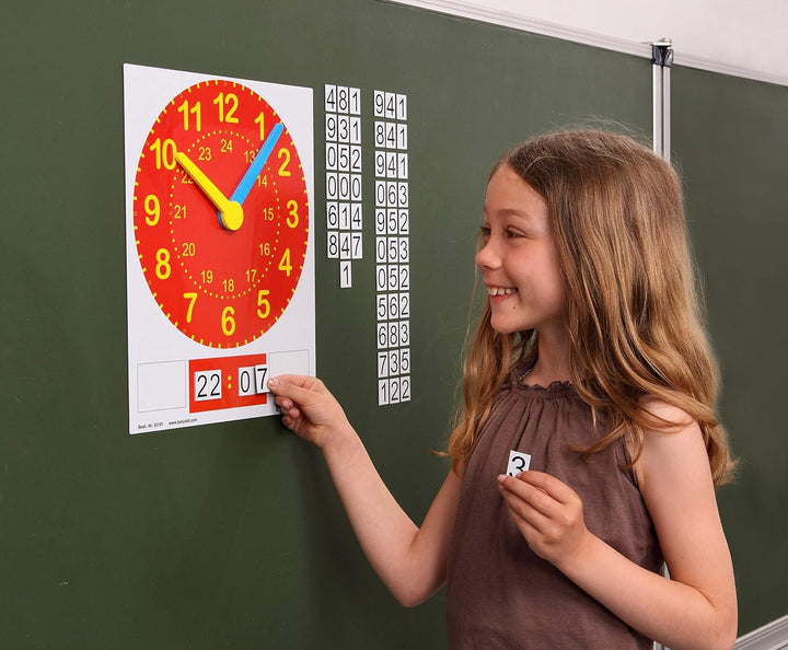 Betzold - Magnetische Tafel-Uhr - Zeitdarstellung Schule Unterricht Uhrzeit Mehrfarbig, Mehrfarbig