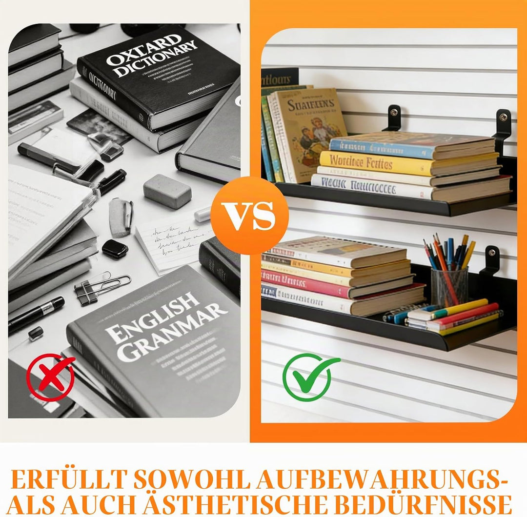 Sophisticate Metall Schwebende Wandregale Schwarz für Akustikpaneele 25×10cm, Regal für Horizontal A