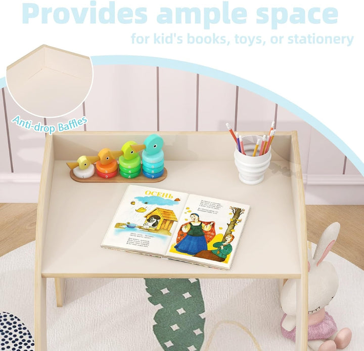 LIFEZEAL Kindertisch Set Holz, Kleiner Schreibtisch mit Stuhl für Kinder, Multifunktionaler Kinderle