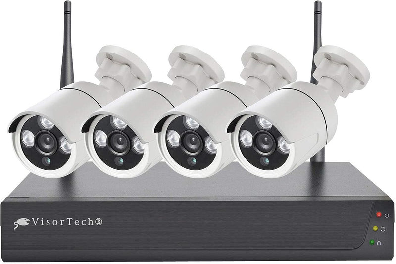 VisorTech Videoüberwachung: Funk-Überwachungssystem mit HDD-Rekorder & 4 Full-HD-IP-Kameras, App (Ka