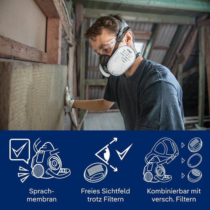 Dräger X-plore® 3500 Handwerker Halbmasken-Set inkl. Pure P3 Partikelfilter | Grössen S/M/L | gegen