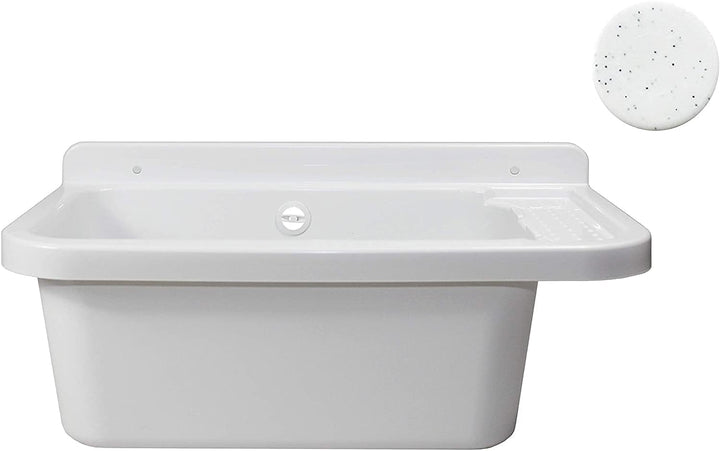 VBChome Ausgussbecken mit Armatur 50 x 34 cm Spülbecken Waschtrog mit Überlauf Waschbecken für Gewer