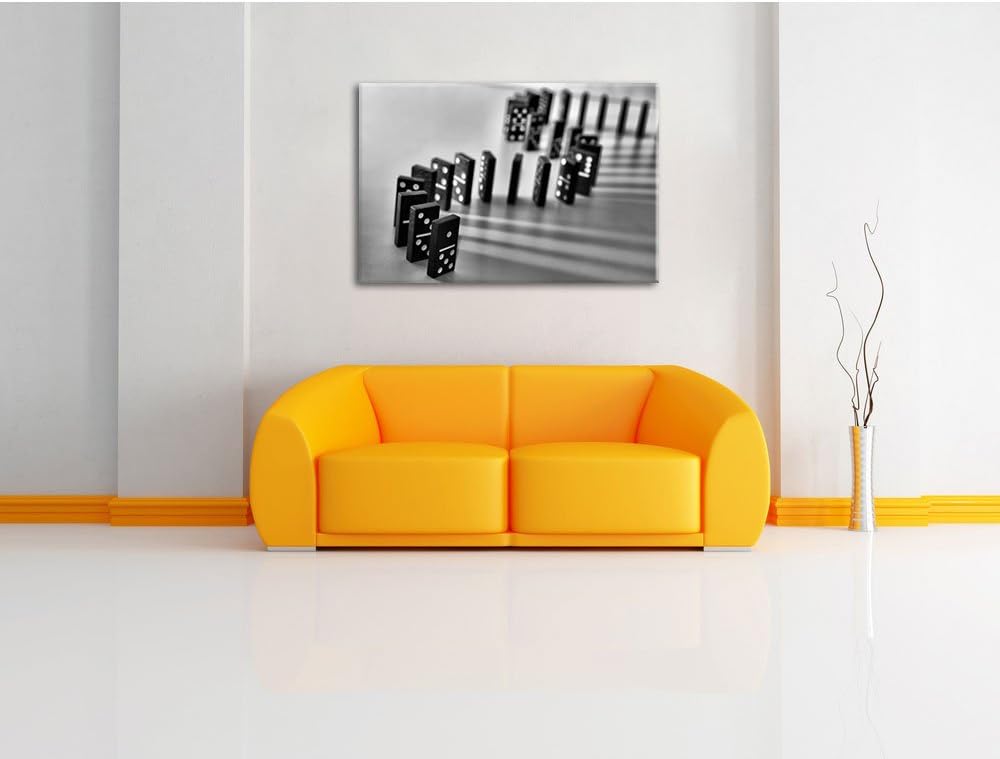 Pixxprint Lange Dominokette als Leinwandbild/Grösse: 100x70 cm/Wandbild/Kunstdruck/fertig bespannt,